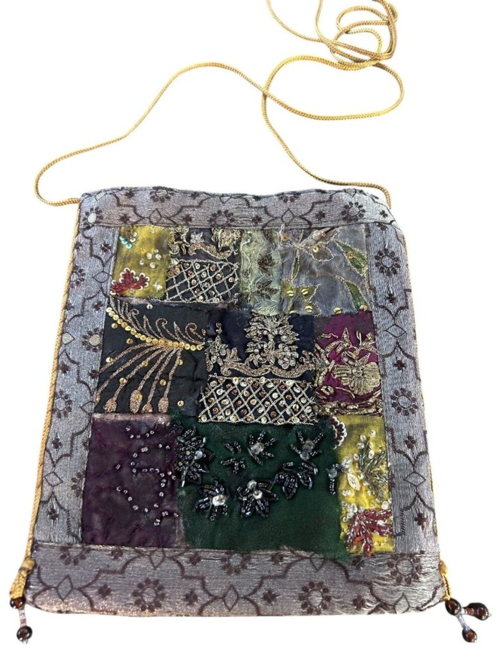 Handmade Bohemian Beaded Bag Quilted Embroidered Small Crossbody Strap